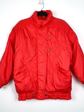80s Forenza puffer jacket red vintage insulated winter ski coat oversized small